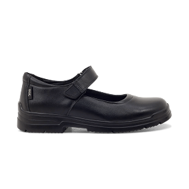 ROC BOOTS JUNIOR ROULETTE STRAP BLACK LEATHER SCHOOL SHOES