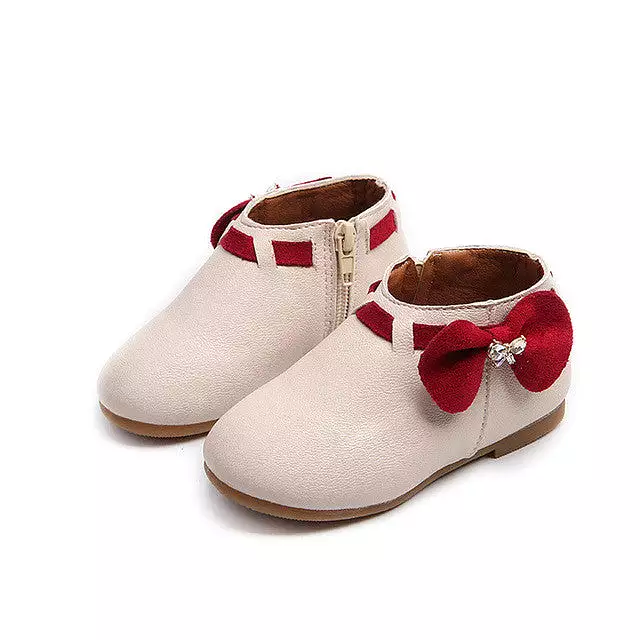 Toddler Girls Ankle Boots with Jeweled Bow