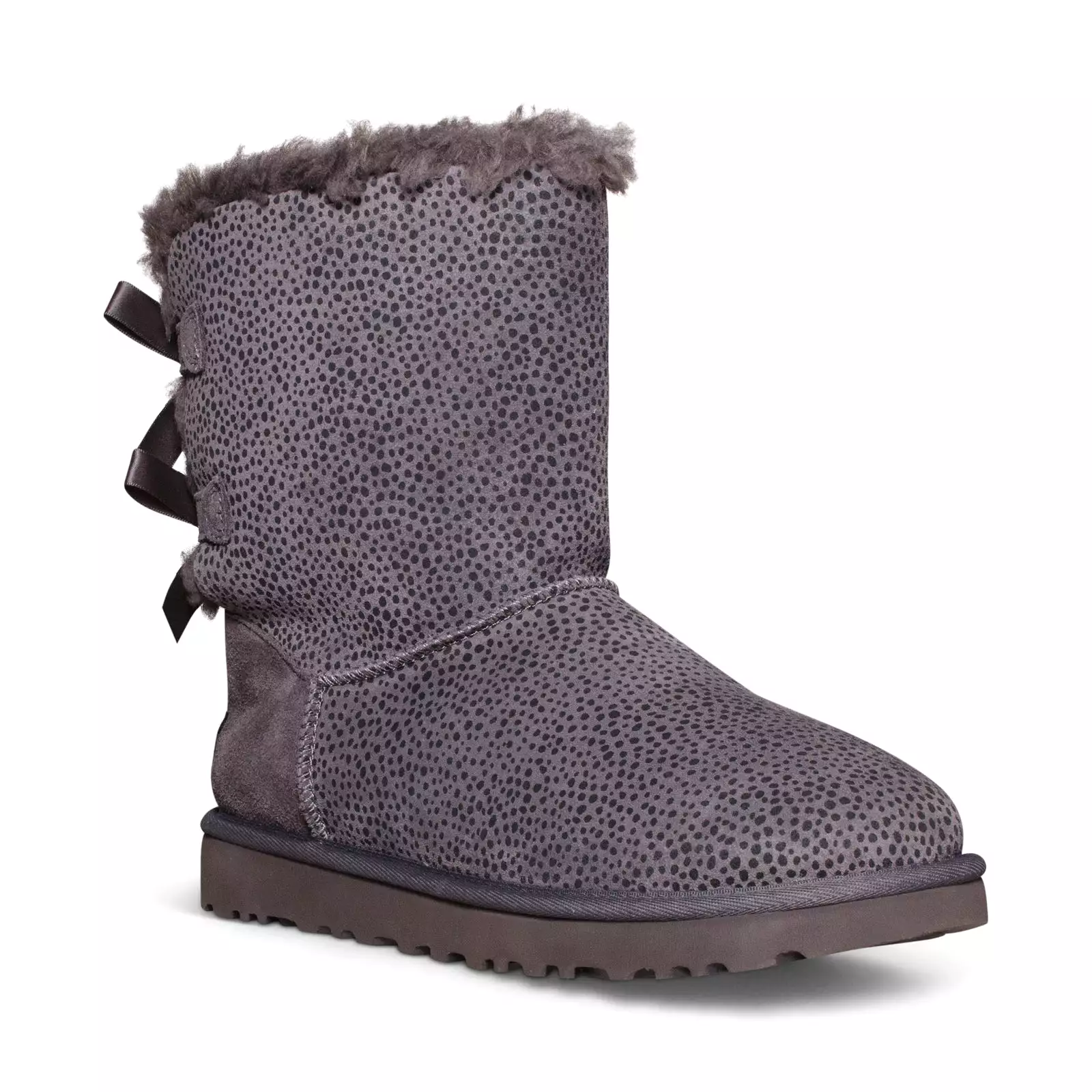 UGG Bailey Bow Micro Cheetah Charcoal Boots - Women's