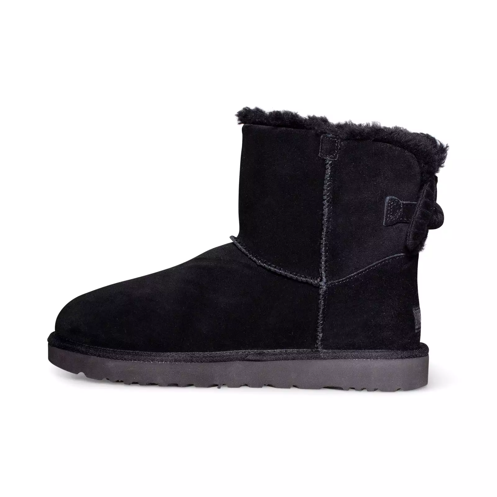 UGG Mini Bailey Ribbed Bow Black Boots - Women's