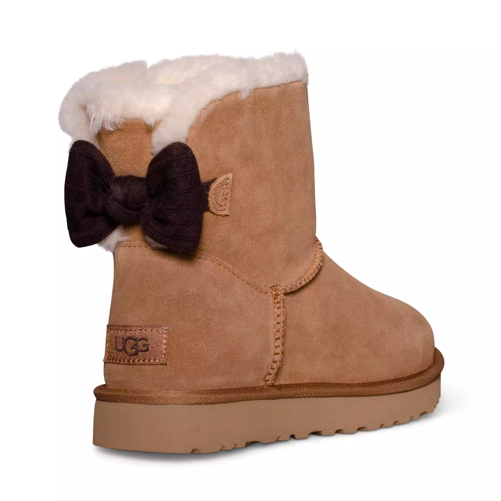 UGG Mini Bailey Ribbed Bow Chestnut Boots - Women's